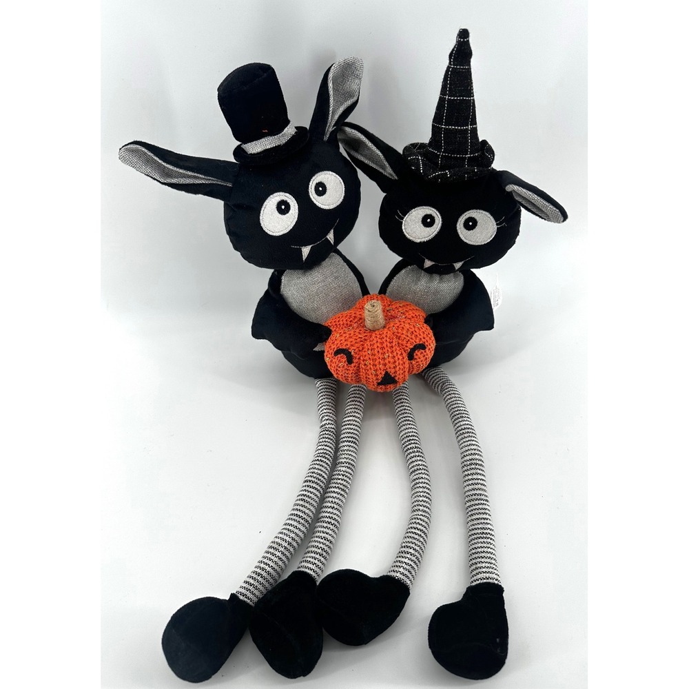 Halloween Vampire and Witch Shelf Sitter Plush Decor Long Dangling Legs 20in